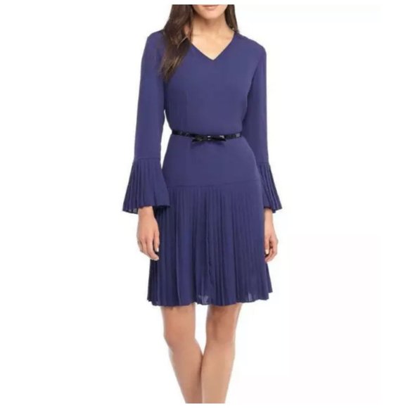 THE LIMITED Dress Sz 8 Astral Aura Purple Bell Sleeve Pleated NWT $99 - Picture 12 of 12